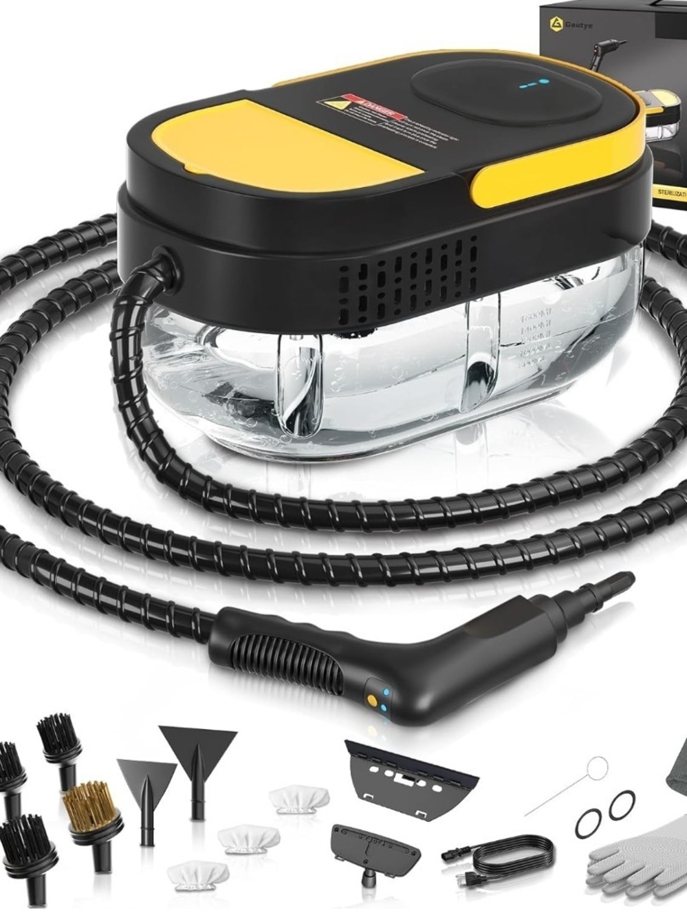 Portable Steam Cleaner 1600W 15Pc Kit 1.69Qt 3-Level Steam Tile Grout Car Home